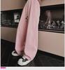 2024 Розовые спортивные штаны для девочек с широкими штанинами: Осенне-зимний повседневный спортивный стиль для детей среднего и крупного возраста