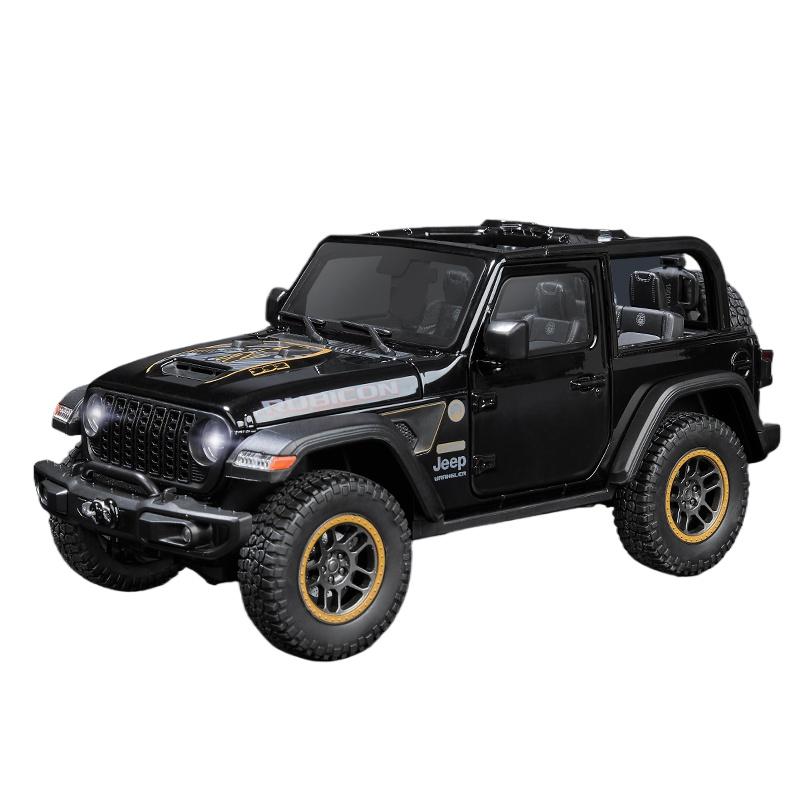 1/18 Jeep Wrangler Rubicon Кабриолет Внедорожник Внедорожник Сплав Литье под давлением Модель автомобиля Звук и свет Детские игрушки Подарки на день рождения