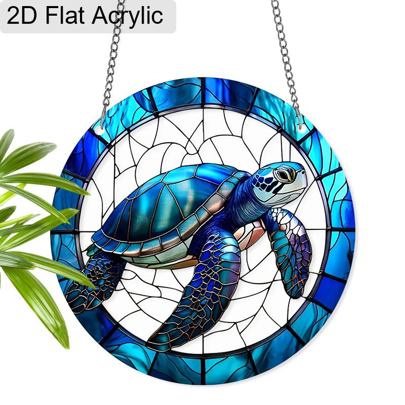 Acrylic Sea Turtle Suncatcher Stained Glass Effect Window Hanging Ornament Turtle Lover Gifts