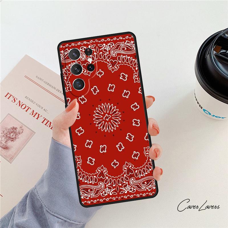 Красная бандана с узором пейсли чехол для телефона Для Samsung Galaxy S24 S25 S23 S22 Ultra Note 10 20 Plus S20 S21 FE Чехол