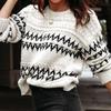 Autumn/winter Women's Vintage Knitted Plus-size Crew Neck Sweater