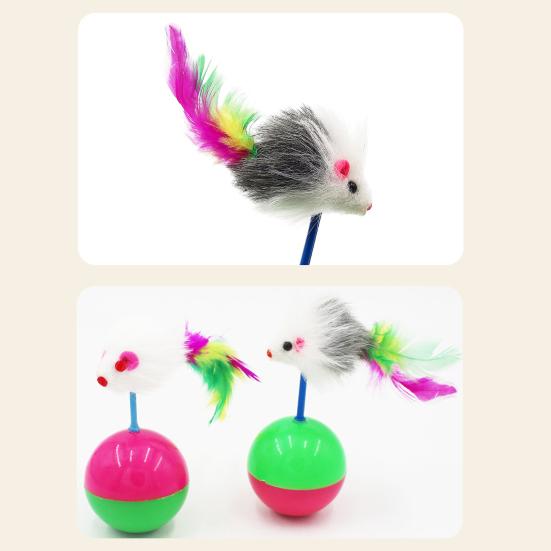 Cat Interactive Ball Cat Toy with Fake Feathered Mouse Automatic Toy Ball for Cats And Dogs Indoor Exercise Entertainment