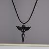 Cool Gothic Black Cross Pendant Necklace for Women Men Love Heart Leather Rope Necklaces Streetwear Hip Hop Punk Jewelry Gifts