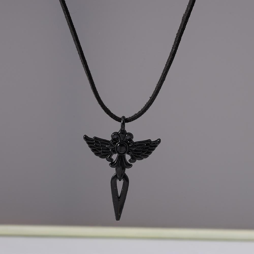 Cool Gothic Black Cross Pendant Necklace for Women Men Love Heart Leather Rope Necklaces Streetwear Hip Hop Punk Jewelry Gifts