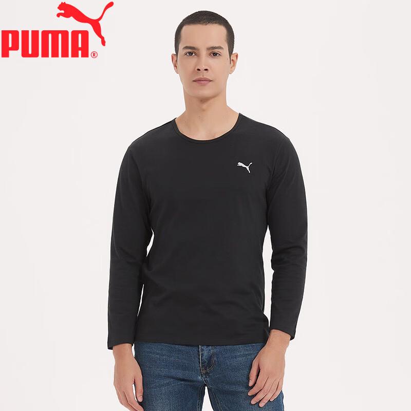 Puma Мужская футболка с длинным рукавом из хлопка, с круглым вырезом, 2 шт.