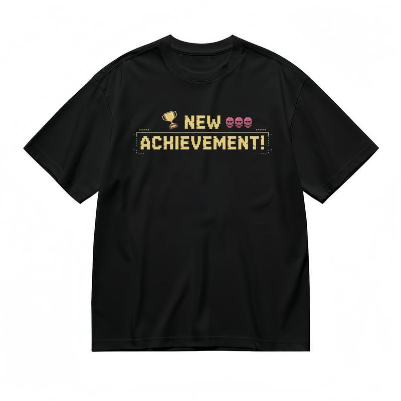Women's Comfy Classic T-Shirt 8 Bit New Achievement Yellow Text Design Tee