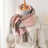 Роскошный модный дизайнерский зимний шарф в радужную клетку для женщин, кашемировая шаль, плед-накидка, пашмина с кисточками, теплый женский шарф