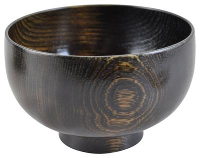 Яманака Лак Касёан Деревянная суповая миска с крышкой и тканевым мешочком, Черная полированная, SO-351
