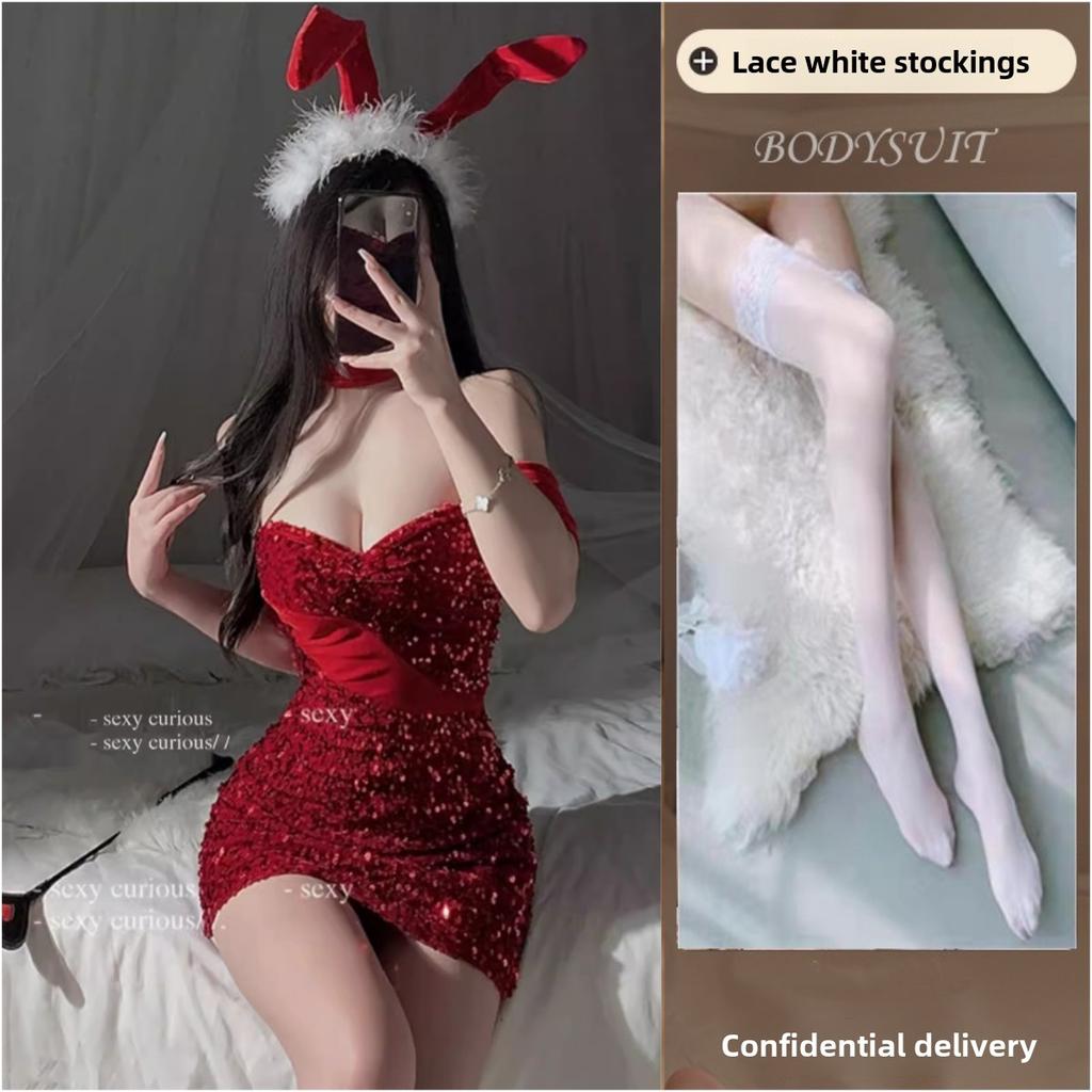 Sexy Christmas Lingerie Seduction Robe Uniform Suit Pajamas Sex Passion Winter Bunny