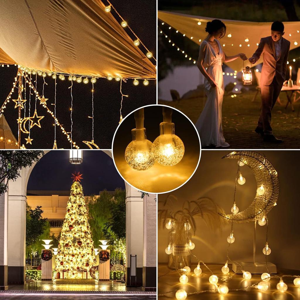 Topamz Fairy Lights, LED Bulbs, 6m, 40-Light Set, FlashingOn Switch, Water-Resistant and Dustproof, Cordless, IndoorOutdoor Use, Garden & Camping