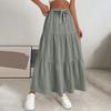 Women's Ruffled Spring Casual Long Skirt Plain Color Skirt Retro Pleated Skirt