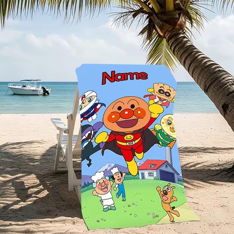 Customizable personalized beach towels Anpanman themed designs.Suitable for the beach, yoga, sports;ideal as beach accessories