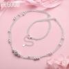 925 Sterling Silver Multi-Strand Bead Necklace Fashion Gift Wedding Jewelry