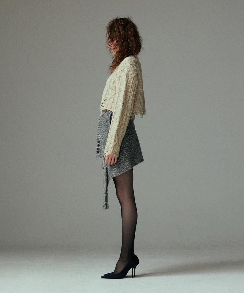 Meuameu Cable Destroyed Crop Knit