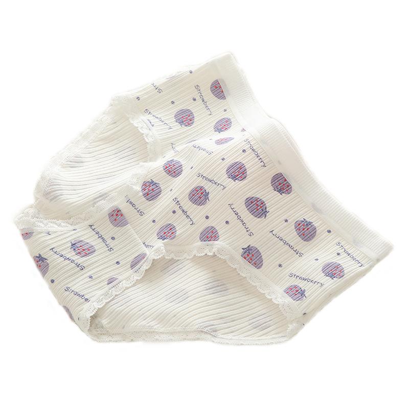 Милое фиолетовое женское нижнее белье со средней талией из мультфильма «кроличья нить» для девочек, хлопковое клубничное нижнее белье для девочек