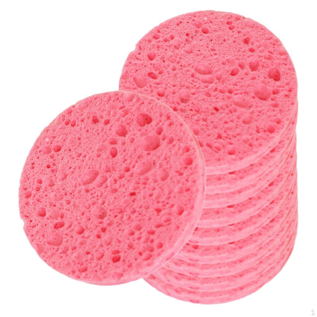 10 Pieces Face Cleansing Pads Facial Sponges Makeup Removal Wood Pulp Cotton Elastic