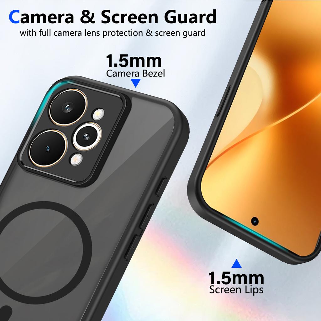 Чехол для телефона Realme 15 Pro 15T 15X Магнитный Беспроводная зарядка ТПУ Рамка Пластиковая Матовая Задняя крышка