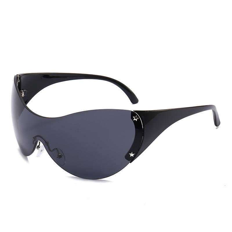 New YK sunglasses frameless one-piece European and American large round glasses fashionable large frame goggles personalized sunglasses