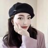 Australian Wool Beret Autumn and Winter Literary Diamond-encrusted Buckle Pleated Design Woolen Painter Hat