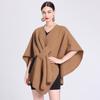 Women's Shawl Wrap Poncho Open Front Cardigan Shawls for Fall Winter Solid Color Knitted Sleeveless Coat Stylish Cloak Shawl for Female
