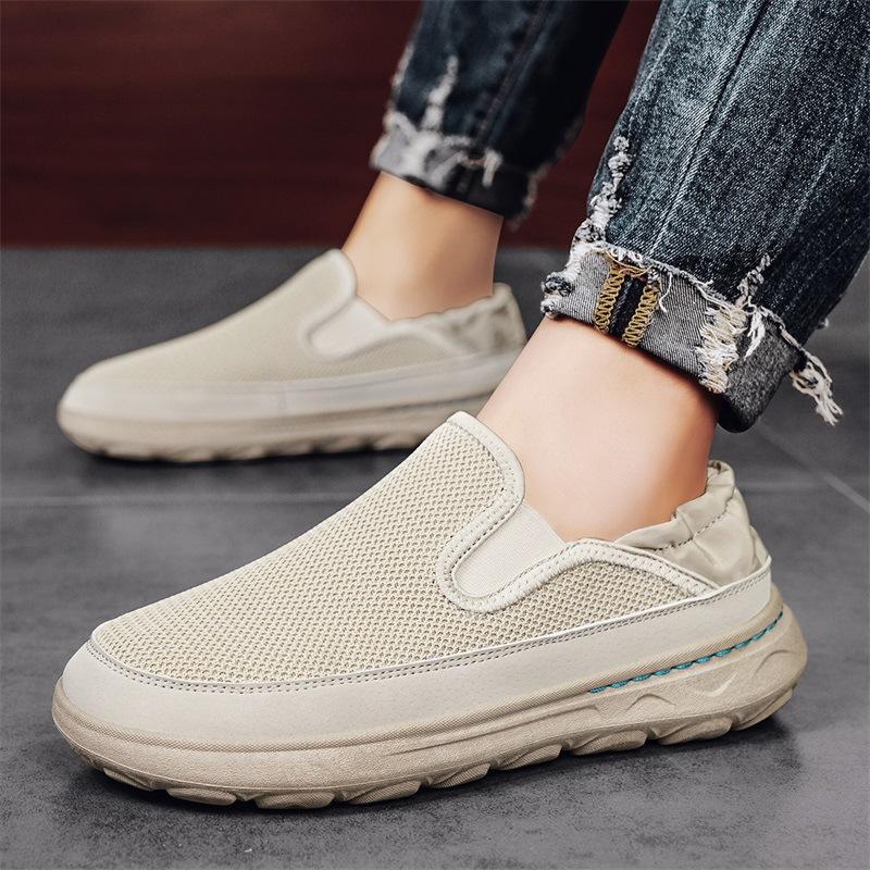 Men's Shoes Spring and Summer Breathable Mesh Cloth Shoes Thin Lightweight One-pedal Lazy Old Beijing Casual Shoes