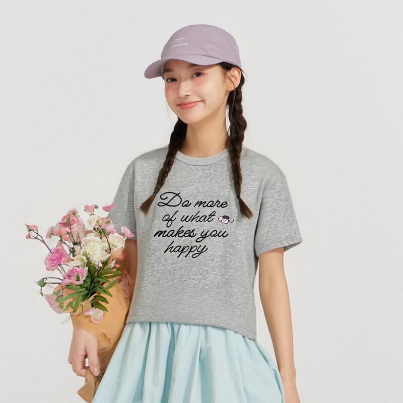 Deesha Girls' Summer Embroidered Short Sleeve T-shirt