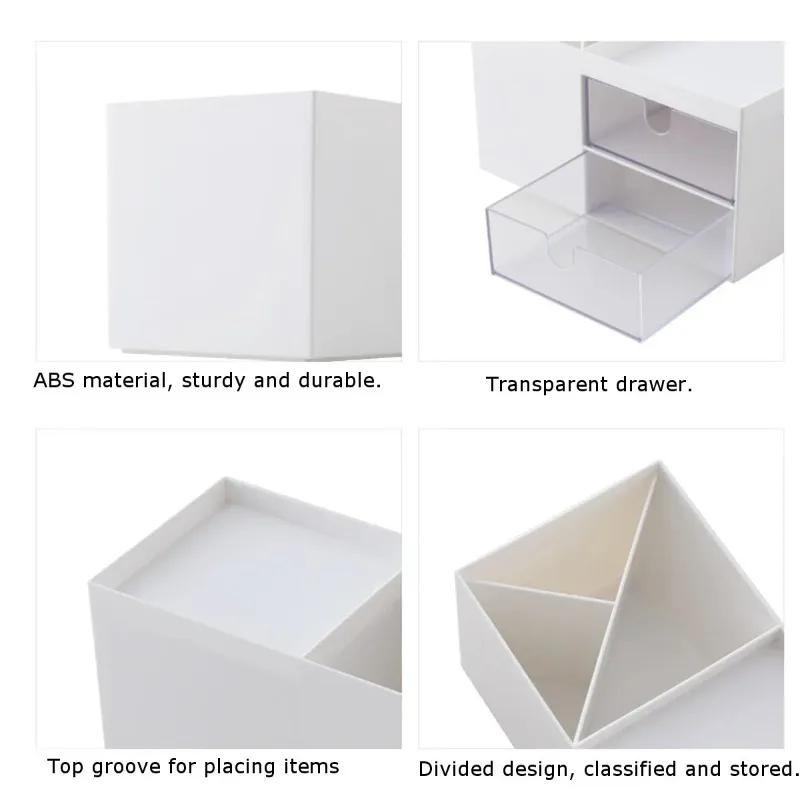 Новая пластиковая косметическая коробка с двойным напольным ящиком для хранения вещей в спальню и ванную комнату, простая настольная коробка для хранения ювелирных изделий