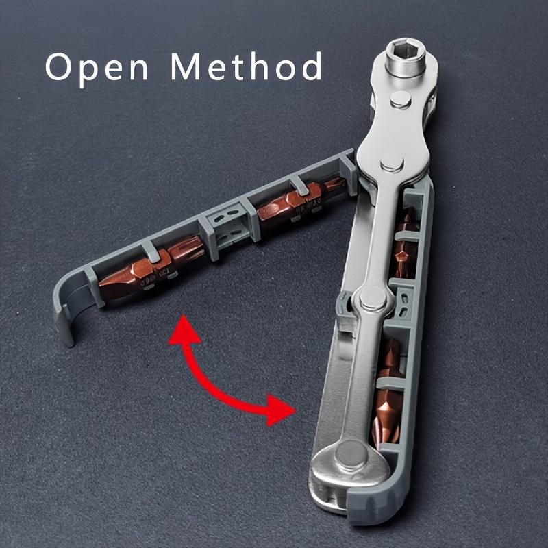 Двухсторонний многофункциональный, ультратонкий мини-ключ с трещоткой 1/4 дюйма, головка отвертки, отвертка с положительным и отрицательным храповым механизмом, угловой магнитный ключ