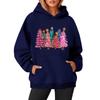 Women's Sweatshirts O-neck Long Sleeve Christmas Printed Top Solid Color Hoodie