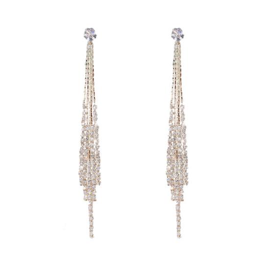 1 пара серег-гвоздиков Изящные Элегантные Темпераментные Роскошные Со стразами Кисточки Линейные Серьги Модная Бижутерия