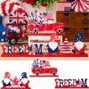 Wood Tabletop Decorations Independence Day USA Signs Declaration Patriotic Desk Ornament Table Centerpiece Home Room Party Decor
