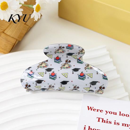 School Themed Hair Accessories Cartoon Claw Clip for Women Girls, Cute Acrylic Gripper Fashionable Styling Tools Thick Hair, Non-slip Back-to-school &