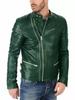 Lambskin Soft Stylish Men's Jacket Green Genuine Lambskin Real Leather Handmade