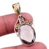Natural Smoky Quartz 925 Solid Sterling Silver Jewelry TwoTone Pendant 1.5" r9P79