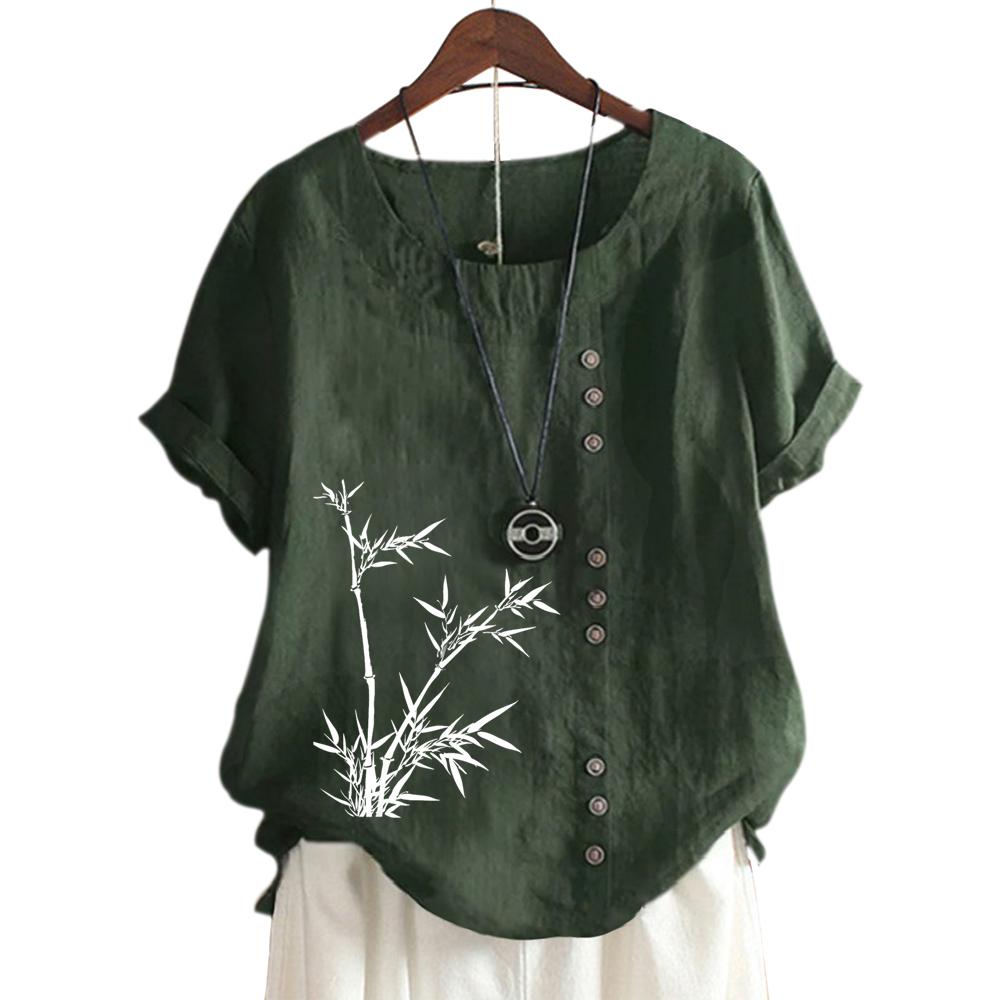 Модный женский хлопковый топ с короткими рукавами, 11 яркими цветочными принтами и круглым вырезом