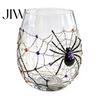 Ghost Whiskey Glass Halloween Glass, Black Cat Spider Net Skull Tumbler for Durable Coffee Mug Cocktail, 350ml Spooky Drinkware Home Bar, Festive