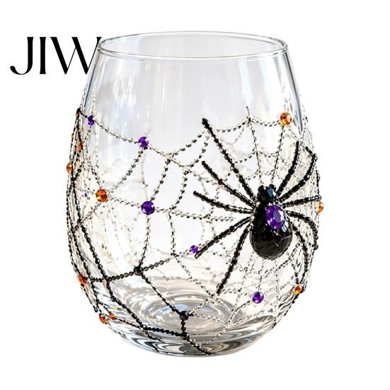 Ghost Whiskey Glass Halloween Glass, Black Cat Spider Net Skull Tumbler for Durable Coffee Mug Cocktail, 350ml Spooky Drinkware Home Bar, Festive