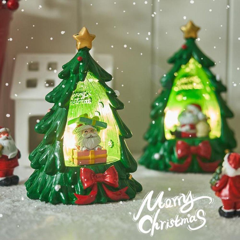 Мини-фигурка рождественской елки, нежные елочные украшения, рождественская ночная иллюминация