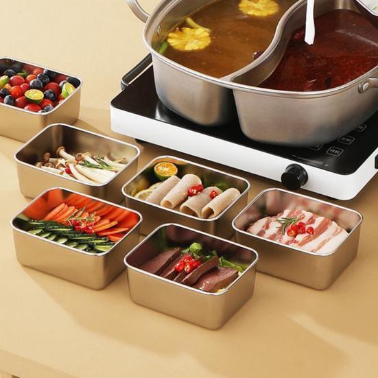 Контейнеры для хранения продуктов из нержавеющей стали Герметичные контейнеры для закусок с крышкой Штабелируемый ланч-бокс для кемпинга, пикников, школы