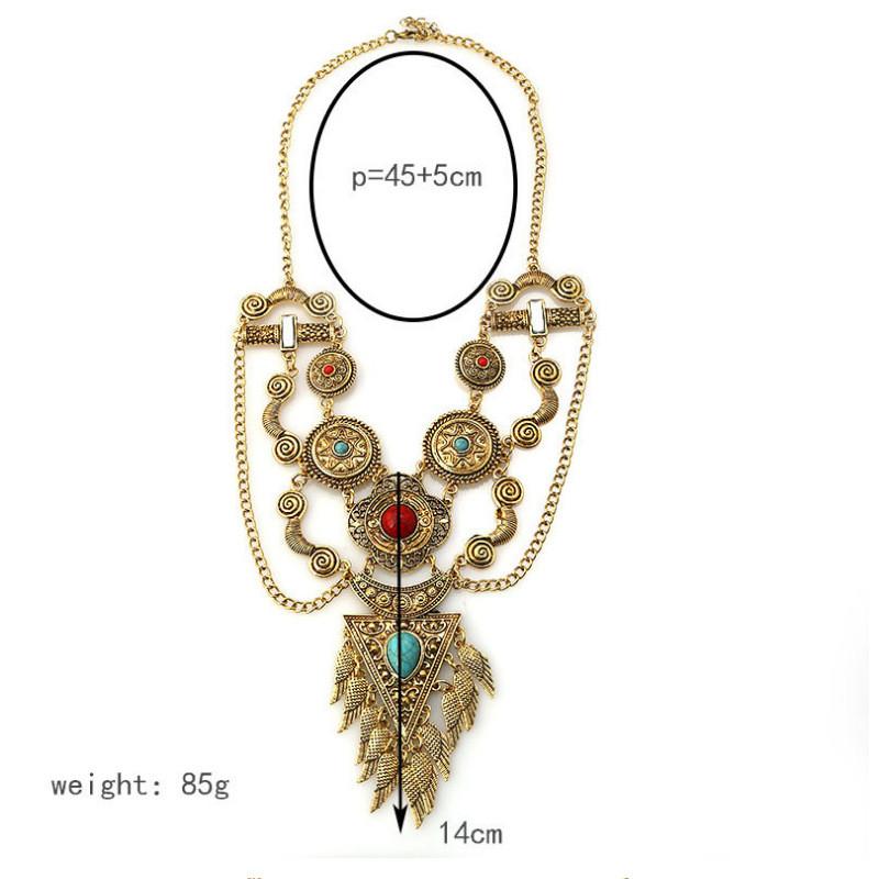 Style Simulation Ethnic Gemstone Decoration Women Necklace And Earring Set