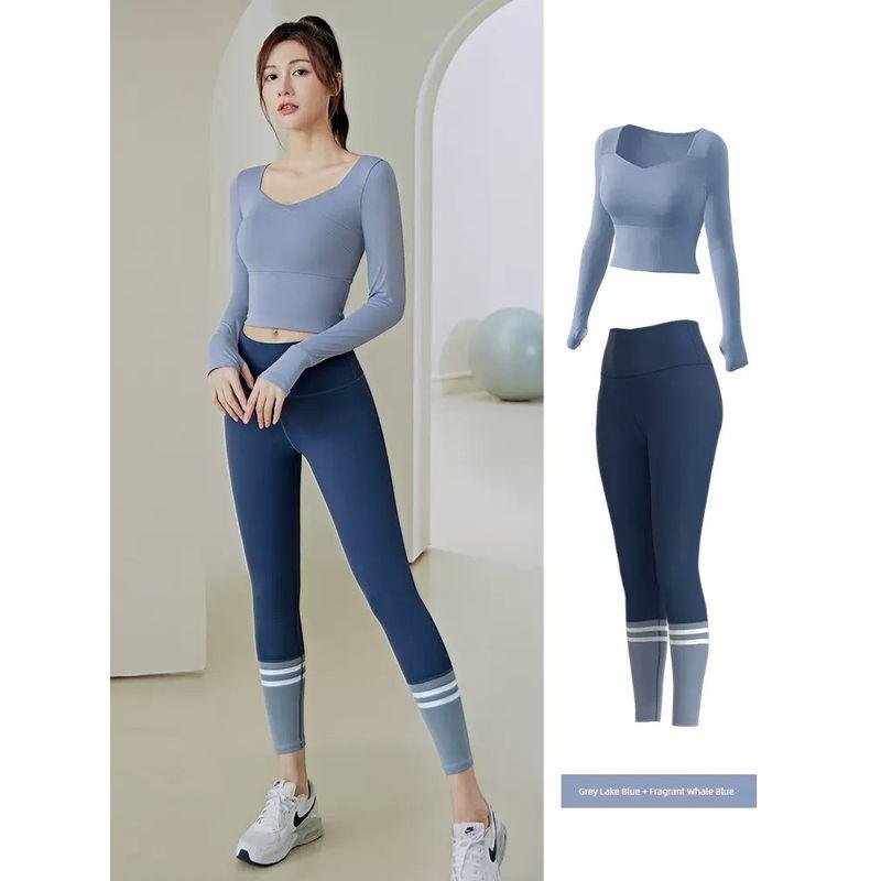 Pilates Yoga Clothes for Women 2025 New Arrival Running with Chest Pad Professional Quick-Drying Sports Long-Sleeved Top Fitness Suit