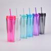 18Oz Double Plastic Water Cup Skinny Transparent As Acrylic Water Cup With Straw