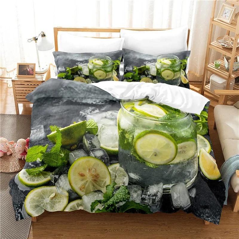 Tropical Fruit Duvet Cover Pineapple Watermelon Orange Bedding Set Lemon Strawberry Comforter Cover King For Kids Adults Decor