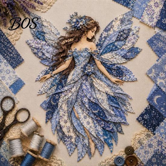 Fairy Theme Patchwork Kit DIY Kit, Floral Fabric Hand Sewing Magical Pattern Pieces Craft with Pre-cut And Instructions for Women Girls All