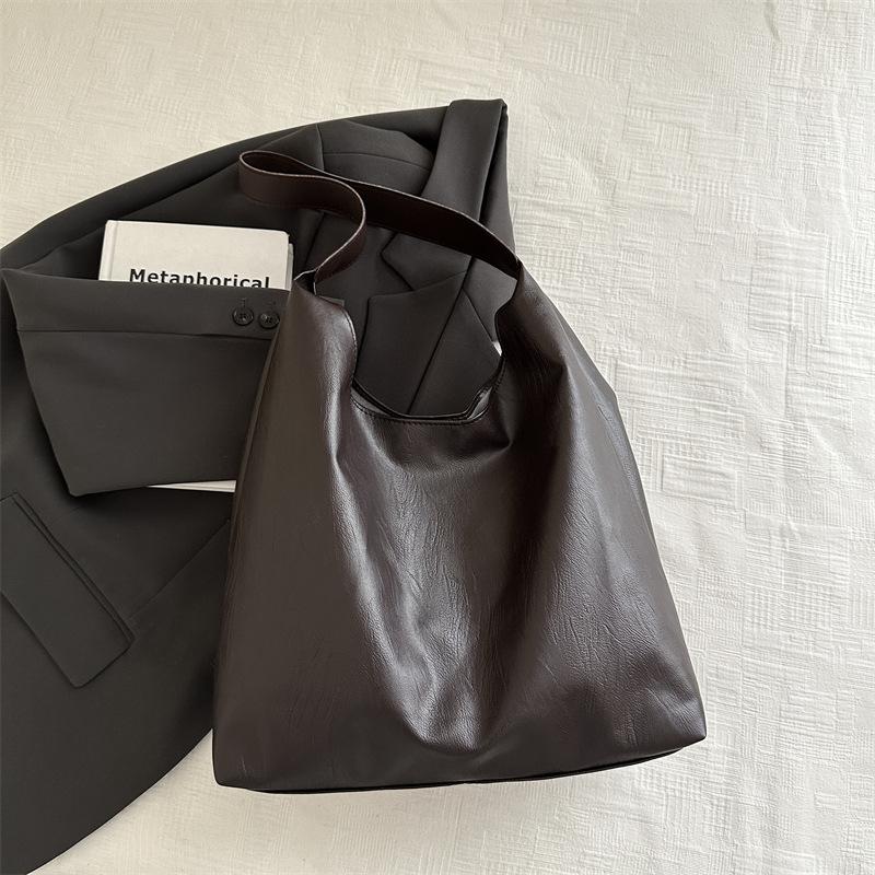 Большая вместимость однотонная популярная сумка-тоут осенняя повседневная сумка для поездок на работу на плечо модная персонализированная сумка