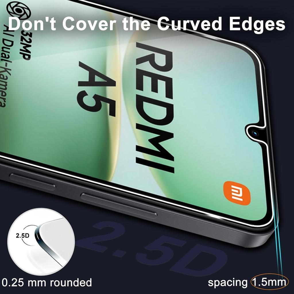 6 ШТ [3+3] Полностью Клееное Закаленное Стекло Закаленное Стекло+ Пленка для Объектива Камеры Для Redmi A5 Защитная Пленка для Экрана Для Xiaomi Redmi A5 HD Защитная Пленка для Объектива Телефона