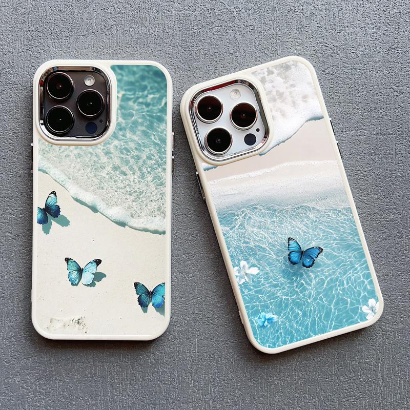 Синий Бабочка Океанские Волны Чехол для Телефона Для iPhone 14 13 12 11 Pro Max 16 15 Pro Max Plus 7 8 Plus SE 2020 XR XS X Силиконовый Чехол