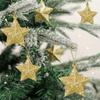 6pcs Trumpet Glitter Five-pointed Star Pendant Christmas Five Pointed Star Pendant