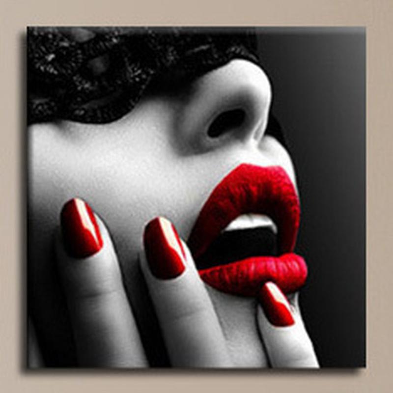 Современная Картина На Тканном Холсте, Красная Картина На Холсте, Губа F, Северная Картина, Домашний Декор, Настенное Искусство, Плакат, Гостиная, Девушка, Спальня, Поделки