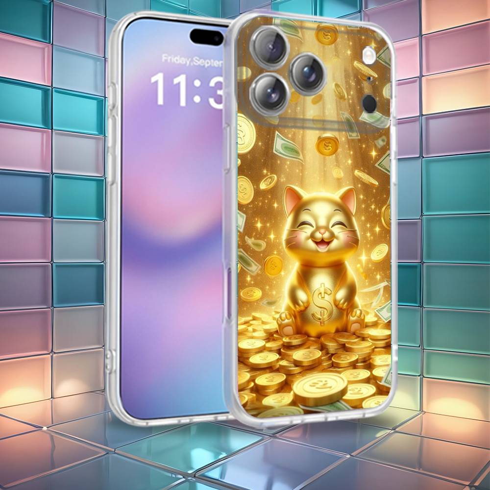 Cute Lucky Maneki Neko Cat Phone Case For iPhone 16,14,11,17,13,15,12,Air,Plus,Pro,Max,E,Mini Frosted for MagSafe Magnetic